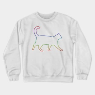 Rainbow Cat Line Art Crewneck Sweatshirt